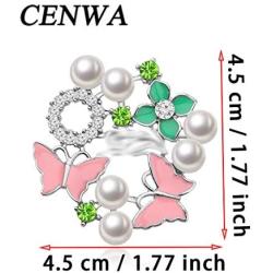 CENWA Pearl Crystal Brooch Pin Sorority Graduation Gifts Pink And Green Pin
