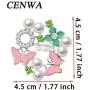 CENWA Pearl Crystal Brooch Pin Sorority Graduation Gifts Pink And Green Pin