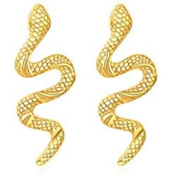 Vivid Snake Earrings Women 18K Gold Plated Stainless Steel Dangle Earring Gold Snake Stud Earrings for Women Large