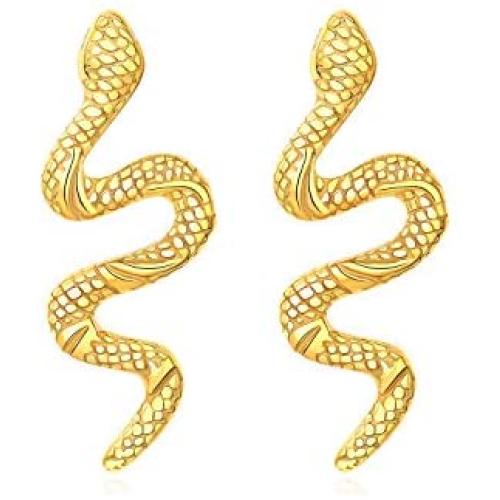 Vivid Snake Earrings Women 18K Gold Plated Stainless Steel Dangle Earring Gold Snake Stud Earrings for Women Large
