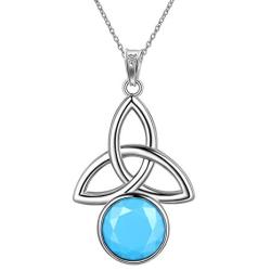 Jewmon Celtic Knot Birthstone Necklace Irish Birthday Gift for Women Girls Sterling Silver Trinity Love Knot Wish Stone Birthstone Crystal Collection Necklace Jewelry Best Gift Ideas