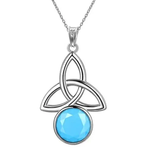 Jewmon Celtic Knot Birthstone Necklace Irish Birthday Gift for Women Girls Sterling Silver Trinity Love Knot Wish Stone Birthstone Crystal Collection Necklace Jewelry Best Gift Ideas