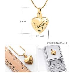 memorial jewelry Heart Shape Creamation Ash Jewelry Holder Necklace Always in My Heart for Ashes