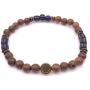 Mens Recycled Glass & Senna Siamea Wood Stretch Bead Bracelet Handcrafted in USA