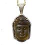 Iced Guanyin Tathagata Buddha Maroon Brown Burgandy Jade Pendant Necklace Rope Chain Genuine Certified Grade A Jadeite Jade Hand Crafted, Jade Necklace, 14k Gold Filled Laughing Jade Buddha Necklace, Jade Medallion, Fast Prime Shipping, Brpwn Iced Jade Bu