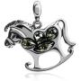 Green Amber Sterling Silver Rocking Horse Pendant