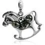 Green Amber Sterling Silver Rocking Horse Pendant