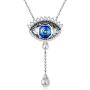 AOBOCO Evil Eye Necklace, Blue/Red Eye Crystals Necklace Devil Eye with Tear Drop Pendant, Lucky Jewelry Gift for Woman Girls, Amulet Crystals from Austria