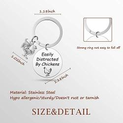 G-Ahora Funny Chickens Keychain Distracted by Chickens Jewelry Gift for Chicken Lover Chicken Mom