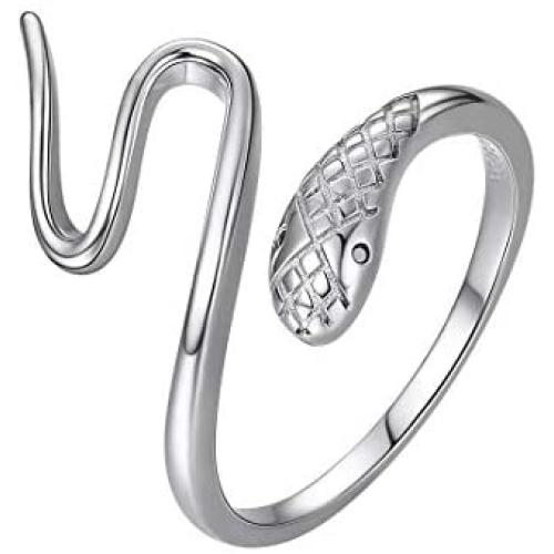 Snake Ring for Women|925 Sterling Silver Personalized Serpent Wrap Ring Adjustable