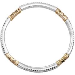 Rosemarie Collections Womens Tailored Caviar Pattern Two Tone Double Stretch Stackable Bracelet