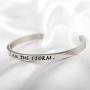 FUSTMW I AM The Storm Inspirational Cuff Bracelet Motivating Jewelry Encouragement Gift (Silver)