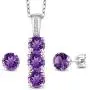 Gem Stone King 925 Sterling Silver Purple Amethyst and White Diamond Pendant Earrings Set For Women 2.29 Ctw with 18 Inch Silver Chain Gem Stone King 925 Sterling Silver Purple Amethyst and White Diamond Pendant Earrings Set For Women 2.29 Ctw with 18 Inch Silver Chain