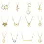 12 Pieces Friendship Pendant Chain Necklace with Message Cards, Lucky Faux Pearl Cycle Butterfly Bar Sun Arrow Double Rings Moon, Necklace Clavicle Party Favors Birthday Supply for Women Girls