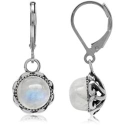 Silvershake Genuine or Created Stones 925 Sterling Silver Filigree Leverback Drop Dangle Earrings Jewelry for Women