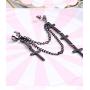 Punk Cuff Tassel Chain Earrings, Stainless Steel Cross Ear Cuff Crawler Climer Earring for Women Girls Men,Multi Layered Chain Drop Fashion Jewelry