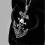 Skull Anchor Pendant Choker Necklace for Men Gothic Punk Crossbones Skeleton Heads Anchor Necklace Chain Fashion Jewelry