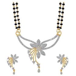 YouBella Ethnic Gold Plated Mangalsutra Necklace Pendant with Chain and Earrings