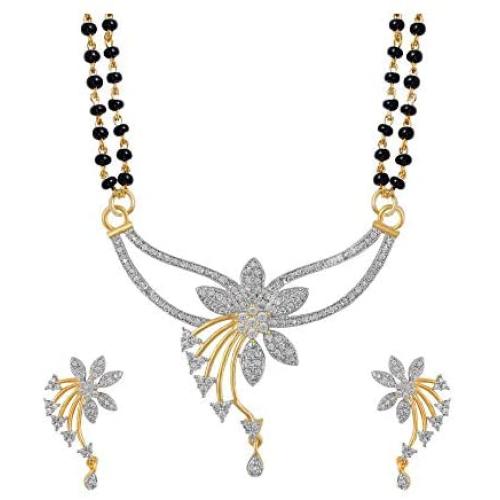YouBella Ethnic Gold Plated Mangalsutra Necklace Pendant with Chain and Earrings