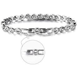 Conmisun Cubic Zirconia Tennis Bracelet for Women, Round Cut Swarovski Crystals Men Bracelets White Gold Plated Jewelry Gifts for Girls 6.5''+1''