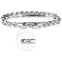 Conmisun Cubic Zirconia Tennis Bracelet for Women, Round Cut Swarovski Crystals Men Bracelets White Gold Plated Jewelry Gifts for Girls 6.5''+1''