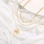 Layered Necklaces for Women, Handmade 14K Gold Plated Dainty Herringbone Pearl Paperclip Chain Choker Necklace Bar Evil Eye Lock Butterfly Cross Pendant Gold Chain Layering Choker Necklaces for Women