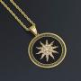 Moca Jewelry Hip-Hop Sun Flower Pendant Stainless Steel Chain Rhinestone Crystal Necklace for Men Women