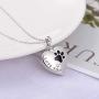 FREECO 925 Sterling Silver Cremation Jewelry for Pet Ash - Heart Memorial Ash Pendant Paw Print Urn Necklace for Dog Cat