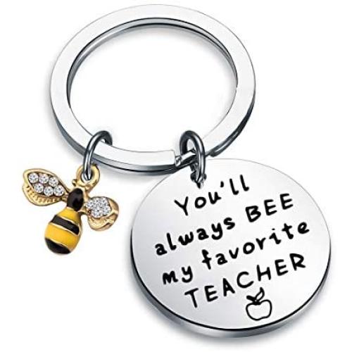 HOLLP Teacher Keyring Gift You Will Always Bee My Favorite Teacher Keychain Bee Jewelry Teacher Appreciation Teacher Keepsake End of Year Gift