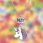 OAONNEA 2 PCS Unicorn Best Friend Necklace Set for Girls Kids