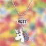 OAONNEA 2 PCS Unicorn Best Friend Necklace Set for Girls Kids
