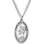 Rosemarie Collections Pewter Religious Saint Medal Oval Pendant Necklace, 24''