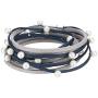 VONRU Leather Cuff Bracelets for Women - Wrap Bracelet Charm Boho Jewelry for Women Handmade Casual Braided Magnetic Bracelet Friendship Gift for Teen Girls (Navy Bead wrap Bracelet)