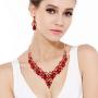 EVER FAITH Womens Crystal Elegant Bridal Floral Cluster Teardrop Statement Necklace Earrings Set