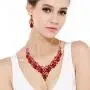 EVER FAITH Womens Crystal Elegant Bridal Floral Cluster Teardrop Statement Necklace Earrings Set EVER FAITH Womens Crystal Elegant Bridal Floral Cluster Teardrop Statement Necklace Earrings Set