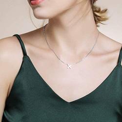 ChainsHouse CZ Initial Letter Pendant Necklace Mens Womens, 18K Gold/Platinum Plated Cubic Zirconia Personalized Name Necklace Tiny Letters Charm for Girls, Alphabet 26 A to Z