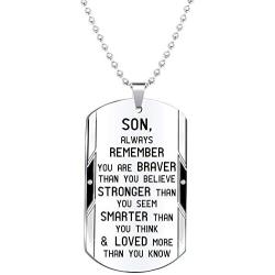 Elegant Chef Son Inspirational Jewelry Necklace Gift- Always Remember You are Braver Stronger Smarter