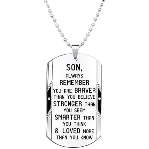 Elegant Chef Son Inspirational Jewelry Necklace Gift- Always Remember You are Braver Stronger Smarter