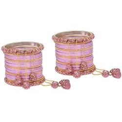 Ratna Indian Bollywood Bangles Women Wedding & Party Wear Pakistani Matching Outfit Color Latken Dangle Drop Bridal Bangle Set Pair Jewelry