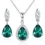 JIANGXIN Waterdrop Birthstone 925 Sterling Silver White Gold Plated Fine Jewelry Set for Women Pendant Necklace Stud Earring JIANGXIN Waterdrop Birthstone 925 Sterling Silver White Gold Plated Fine Jewelry Set for Women Pendant Necklace Stud Earring