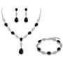 EleQueen Womens Wedding Bridal Bridesmaids Jewelry Sets Cubic Zirconia Teardrop Necklace Tennis Bracelet Dangle Earrings Jewellery Set