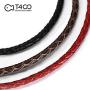 T400 Black Brown Red Pink White Bangle Charm Braided Bracelet Genuine Cowhide Leather Wristband for Unisex Women Men Beads Gift