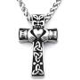 Warvik Irish Claddagh Celtic Knot Cross Pendant Necklace Good Luck Love Heart, Stainless Steel Jewelry Mens Womens Wheat Chain 20/28inch