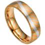 DOUX 6mm Mokume Gane Weeding Ring Silver Inlay Woodgrain Copper Domed Flat Couple Ring Engagement Band