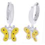 AFFY Jewelry Yellow Enamel Butterfly Drop Earrings In 925 Sterling Silver