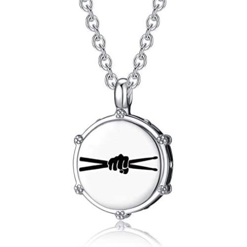 AZFVBQL Rock Drum Necklace for Mens Drummer Gifts Women Stainless Steel Music Drumstick Pendant Necklaces Charm Jewelry…