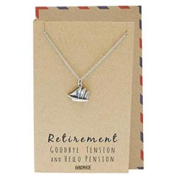 Quan Jewelry Mini Sailboat Pendant Necklace, Happy Retirement Gift for Teachers, Funny Sailing Charm, Beach Boat Sail Inspired, Handmade Inspirational Travel Gifts