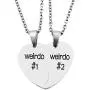 MJartoria Best Friend Necklaces BFF Necklace for 2 Friendship Valentines Day Gifts Split Heart Necklace Weirdo 1 Weirdo 2 Best Friends Forever Pendant Set MJartoria Best Friend Necklaces BFF Necklace for 2 Friendship Valentines Day Gifts Split Heart Necklace Weirdo 1 Weirdo 2 Best Friends Forever Pendant Set
