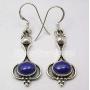 SilverStarJewel Lapis Lazuli Oxidized Earrings 1.7'' 3.9 Grams 925 Sterling Silver Bijoux