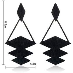 KaFu Statement Earrings Wooden Earrings for Women - Big Round Circle Geometric Wood Drop Dangle Hook Earrings Fashion Cute